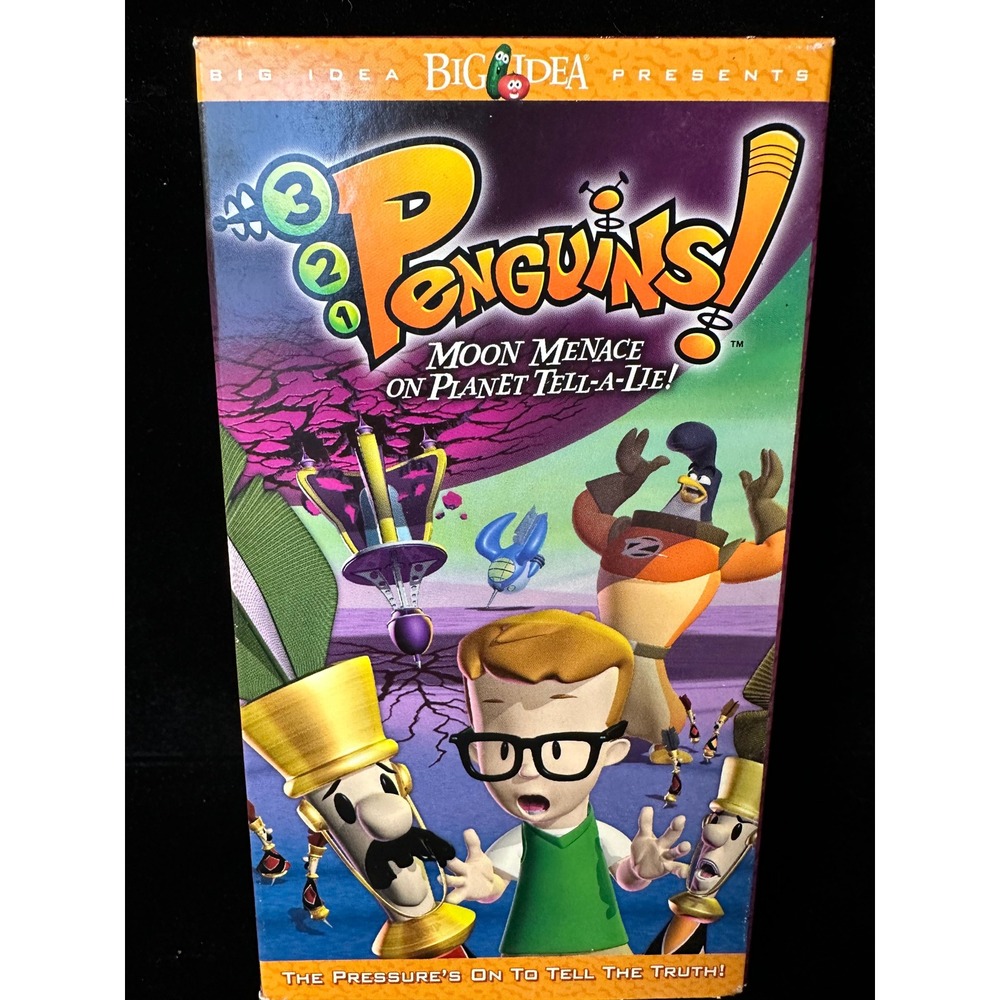 3-2-1 Penguins Moon Menace on Planet Tell-A-Lie VHS Big Idea Green Tape BIV2006